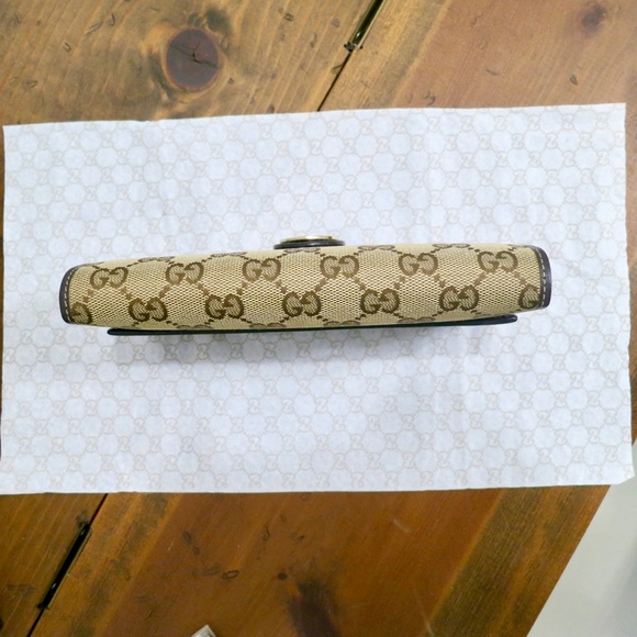 GUCCI Vintage Lovely Heart Continental Wallet GG Monogram Canvas Leather and Box - Picture 6 of 15